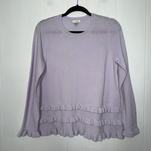Tyler Boe Women’s 100% Cashmere Sweater Ruffle Detail Purple Size Medium - Picture 1 of 5